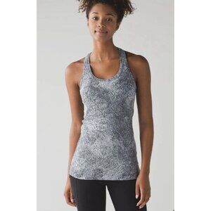 Lululemon Women's Cool Racerback II Luon Spray Jacquard White Black Size 4